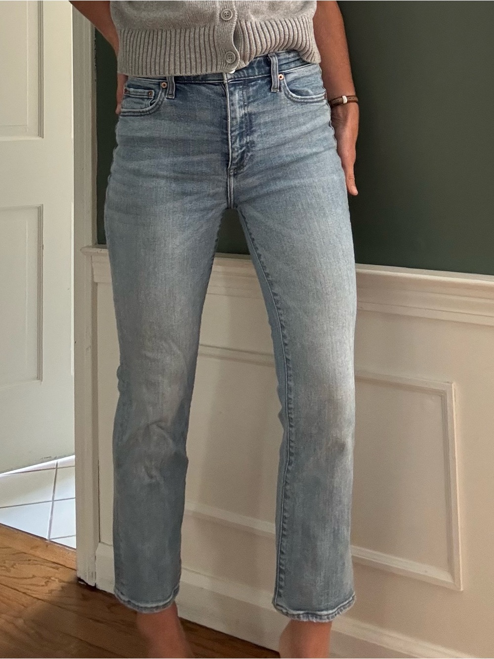 pistola Light Blue Cropped Straight-Leg Jeans